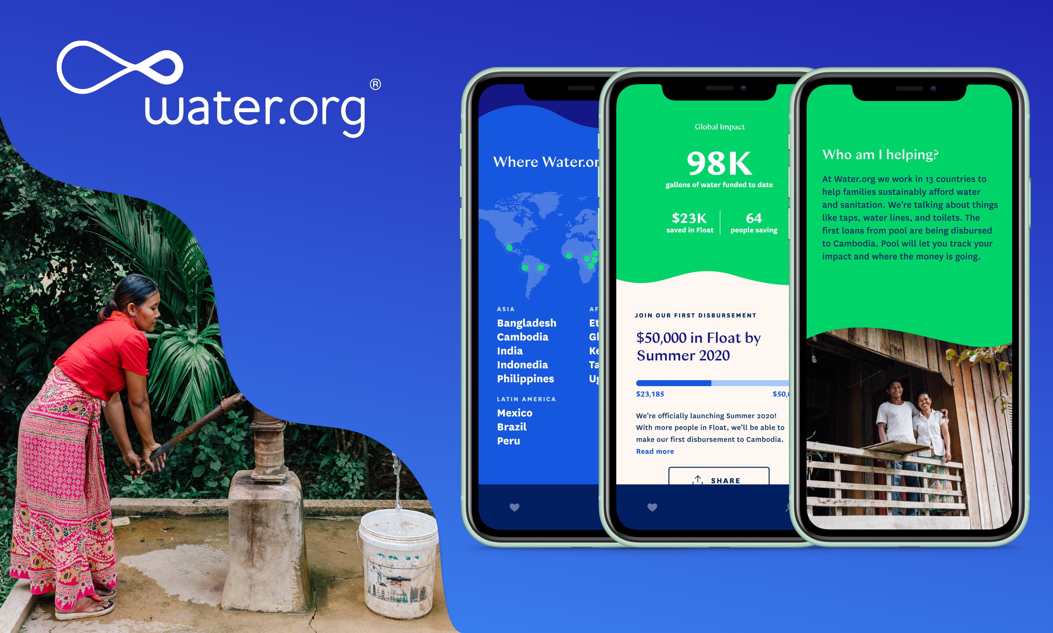 Water.org savings app mobile interface